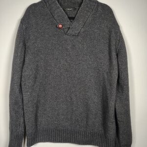 Zara Men's Dark Gray V-Neck Sweater Size XL